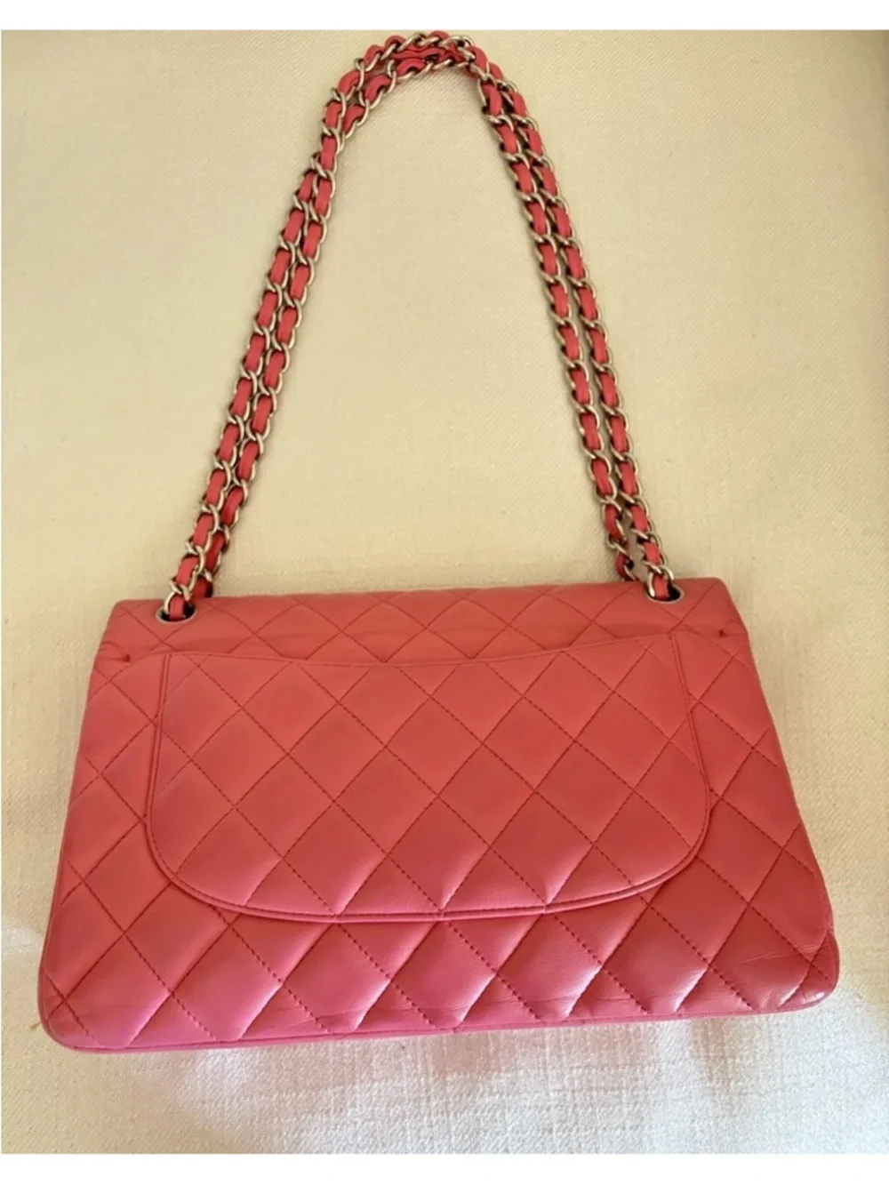 CHANEL Jumbo Pink Quilted Lambskin Shoulder Flap Bag with Silver Hardware - Picture 8 of 15